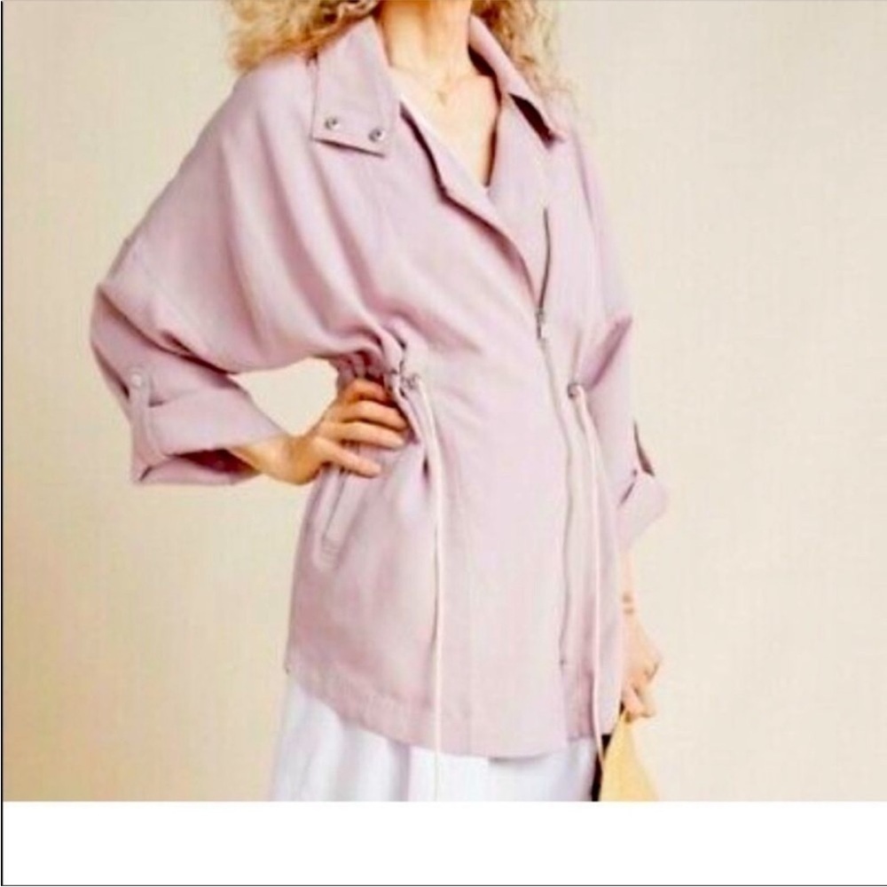Anthropologie Danuta Cupro Jacket Purple Lightweight Cupro Pockets Sz XS/S